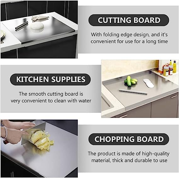 Stainless Steel Chopping Board & Kitchen Countertop - 41 x 31 Cm (Original Big Size)